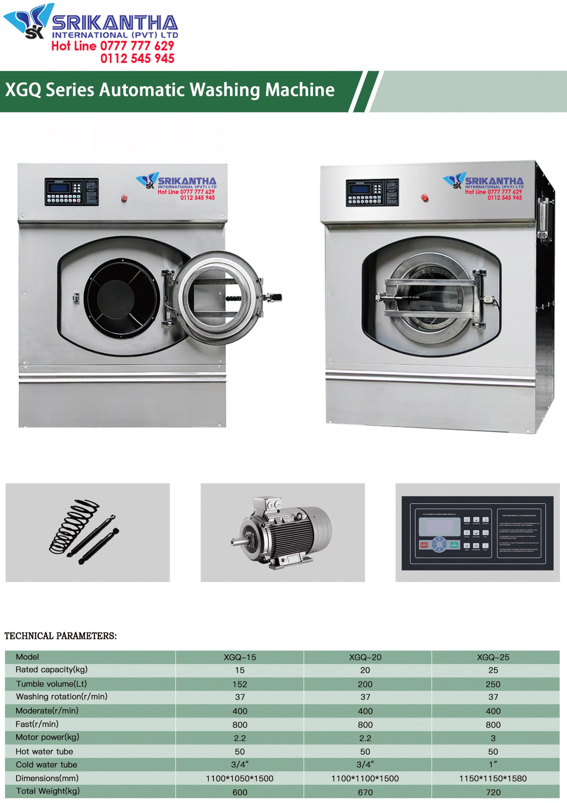  Washing Machine Spec sheet Srikantha Made in SriLanka 0777777629